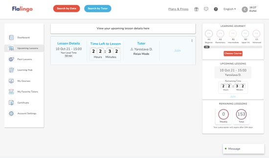 Join Lesson Page Screen Shot